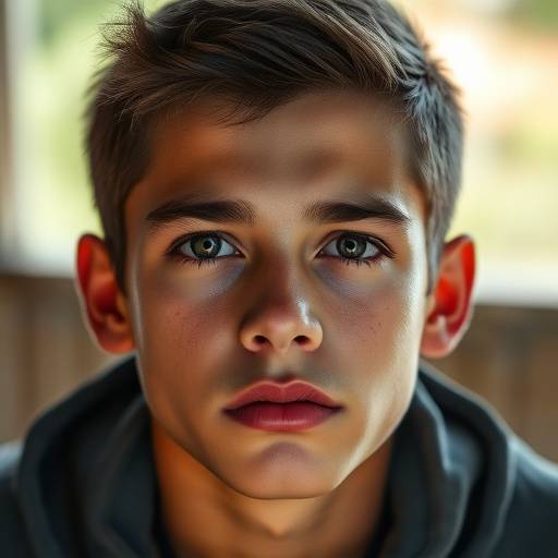Portret van een jonge man met een serieuze maar hoopvolle blik