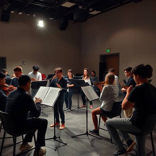 Studenten die intensief repeteren in een studio